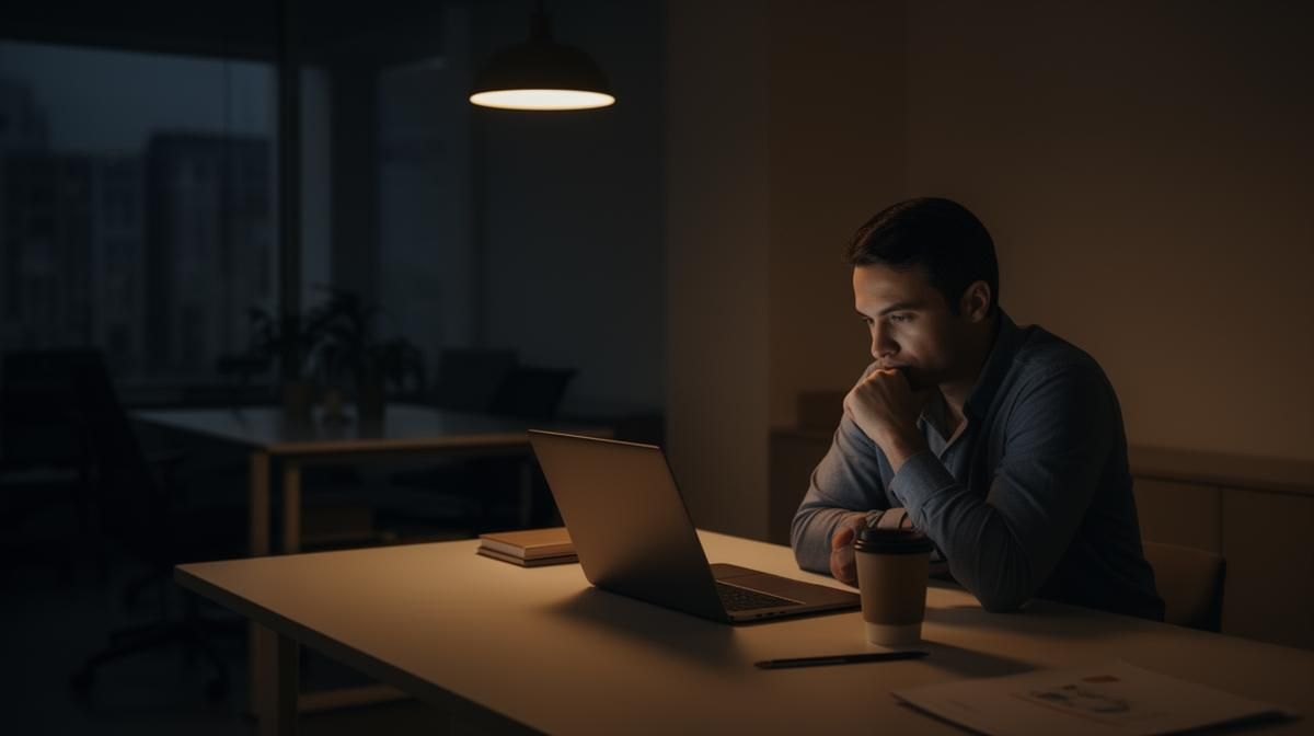 Founder working late at a desk